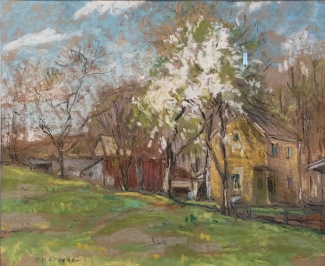 Landscape with Houses and White Tree
