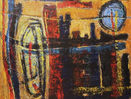 Morris Blackman Expressionist Abstract III Oil on Board 50x55 Lower Left 64 65 LR