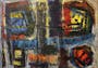Morris Blackman Expressionist Abstract IV Oil on Board 46x62 Lower Right 64 65 LR