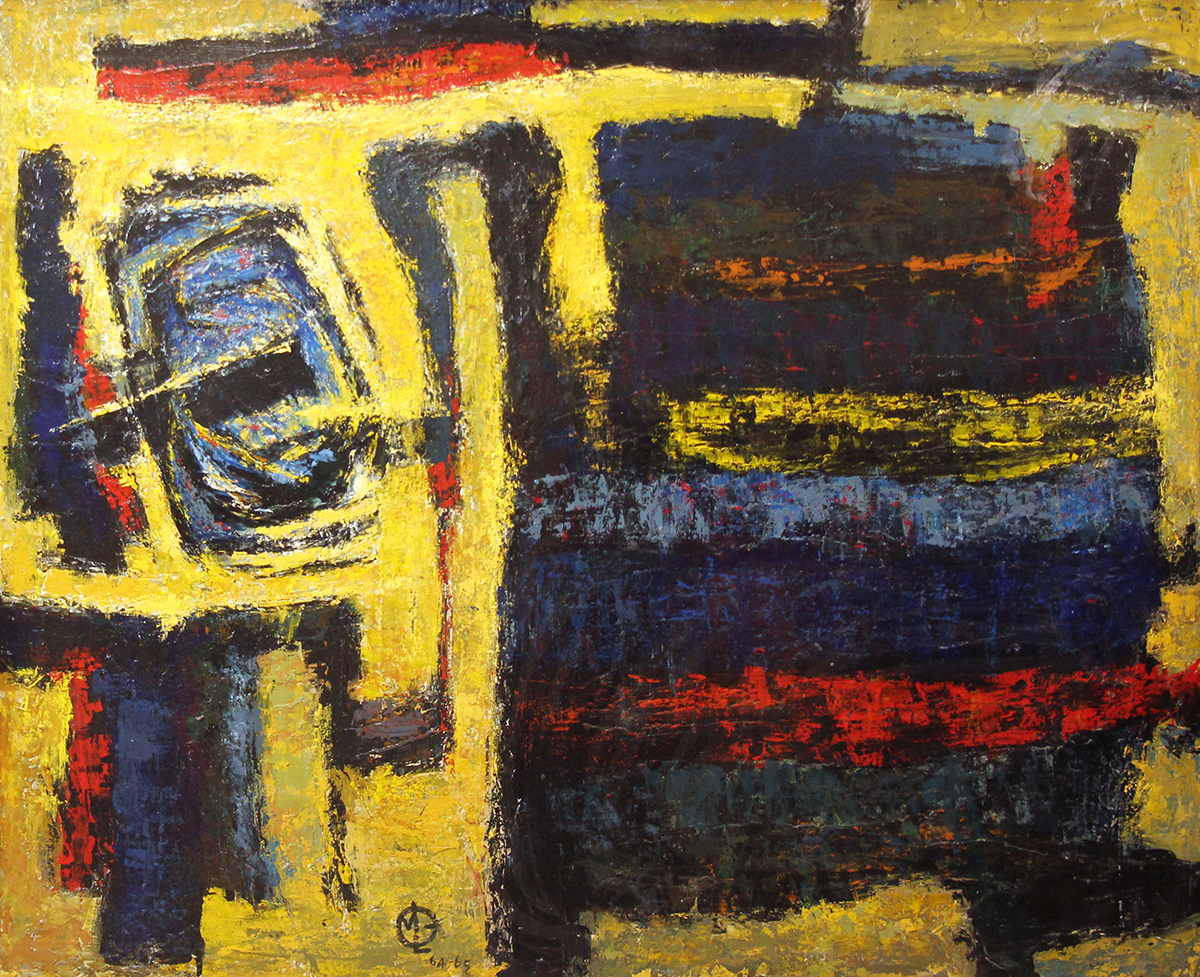 Morris Blackman Expressionist Abstract V Oil on Board 50x60 Lower Center 64 65 LR