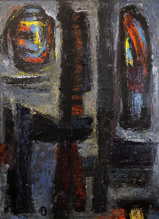 Morris Blackman Expressionist Abstract VII Oil on Board 40x30 Lower Left Estate Stamp LR