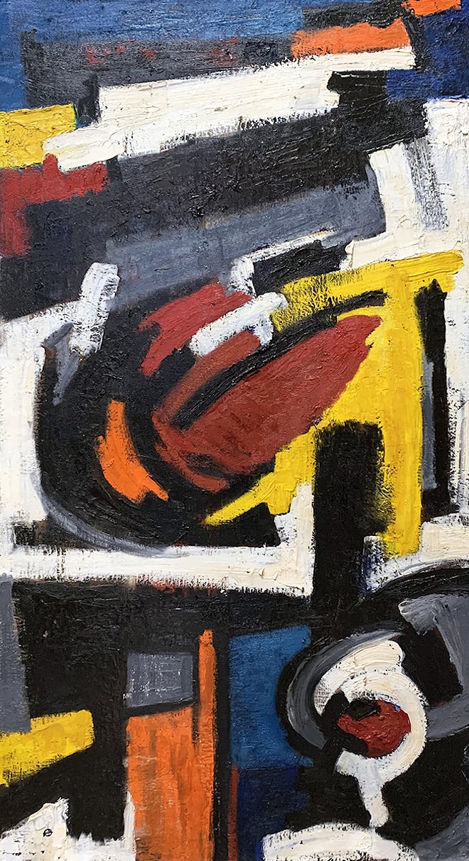 Morris Blackman Expressionist Abstract VIII Oil on Canvas 50x28 Lower Left LR