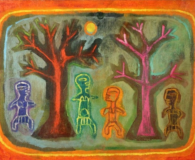 Night Dance With Trees and Figures