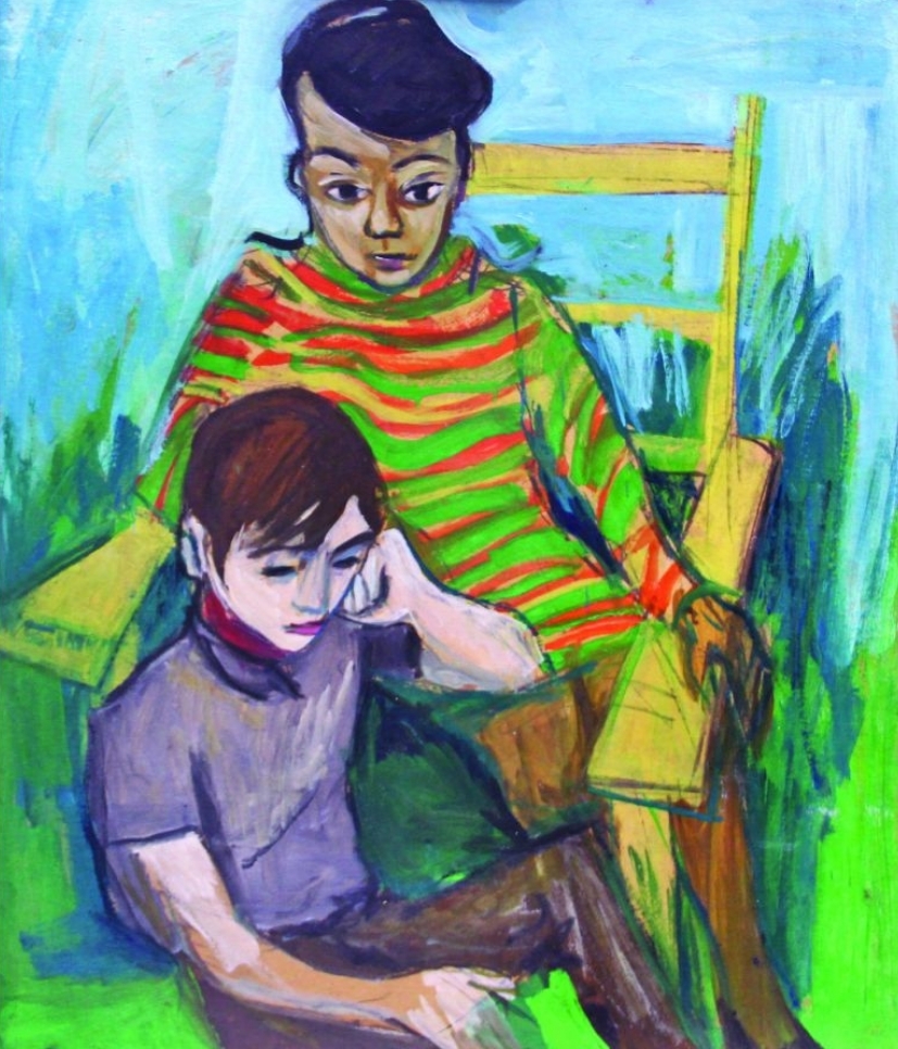 Striped Dress and Boy