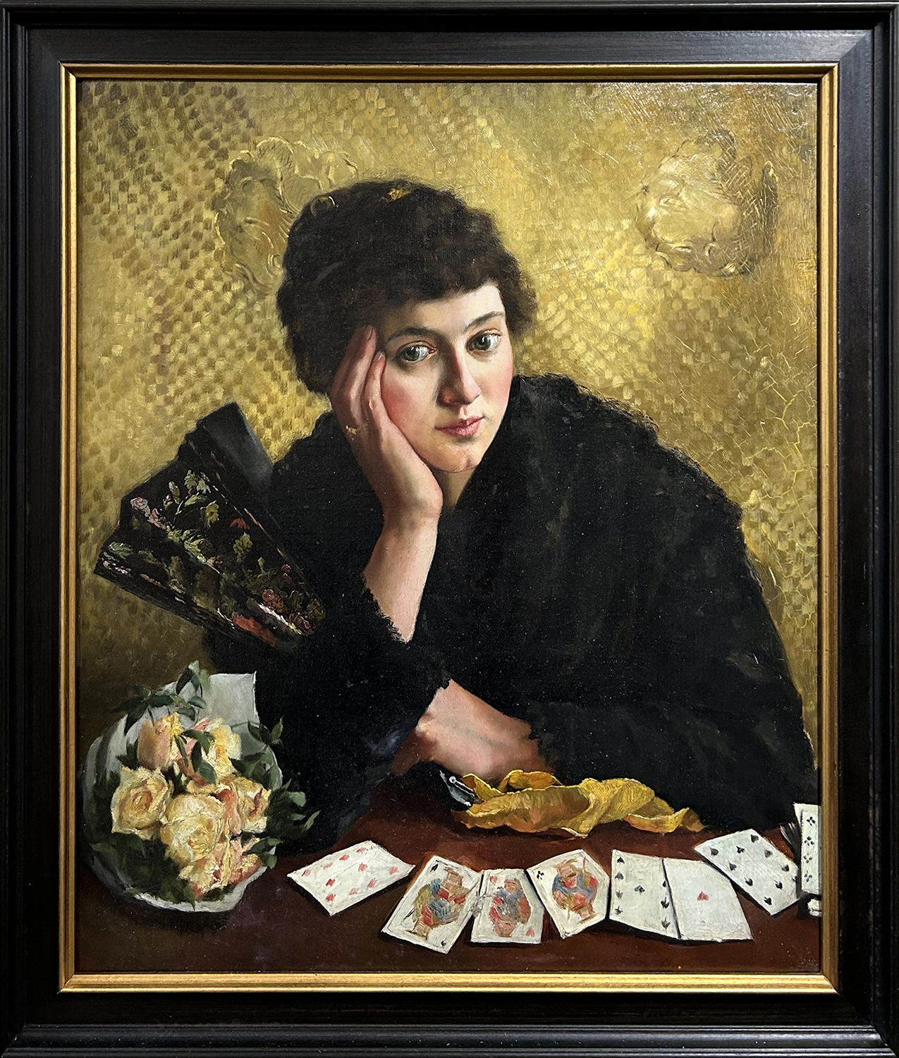 Young Woman with Fan Framed LR